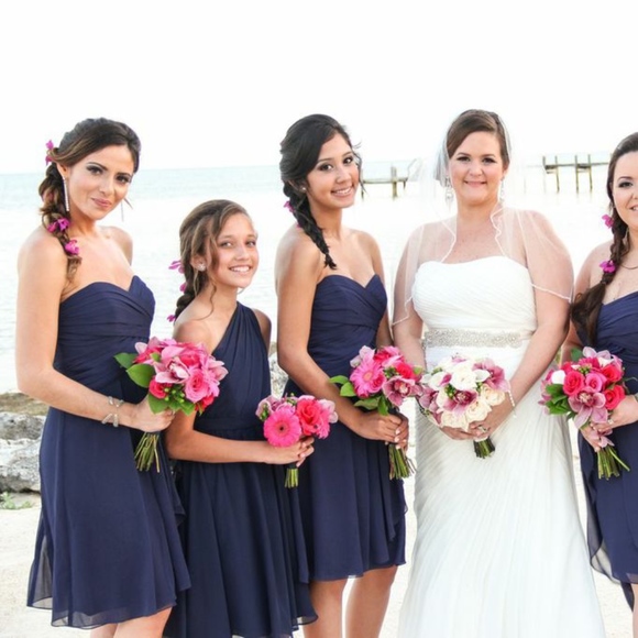 2 Available!! David’s Bridal Navy Bridesmaid Dress - Picture 8 of 8